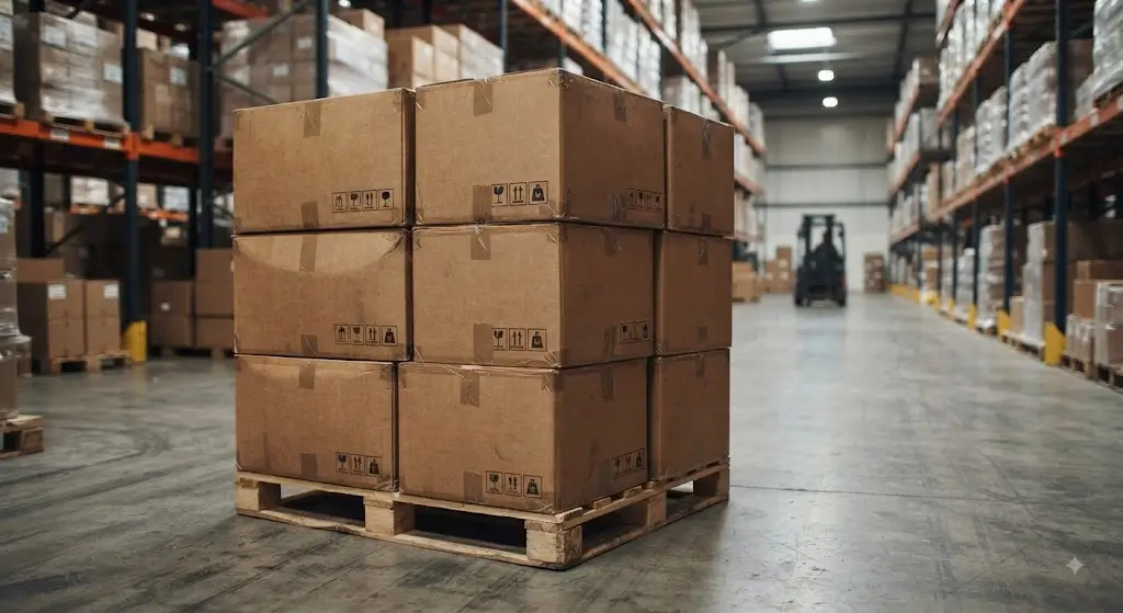 Stacked corrugated cardboard carton boxes