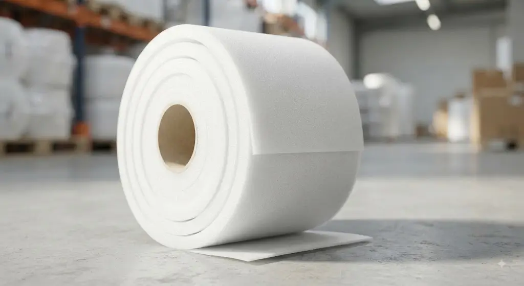 Roll of white expanded polyethylene foam sheet